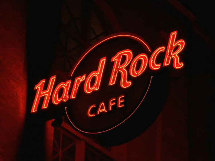 Hard Rock Cafe 10 strategic decisions of operations management, productivity metrics, inventory, music theme restaurant sign